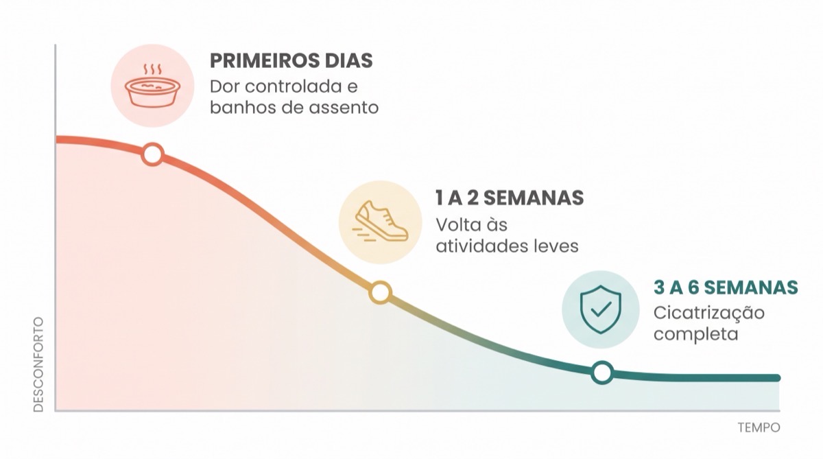 Recuperação da cirurgia de hemorroidas, o guia realista do pós-operatório moderno